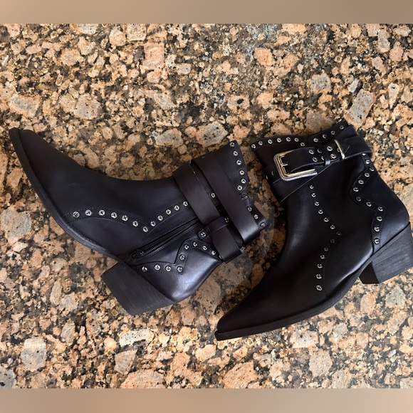 Free People Black Ankle Boots with Silver Studs - Picture 3 of 7
